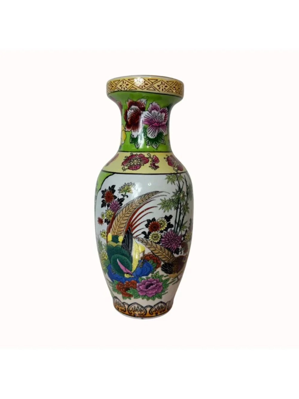 James Alex Chinoiserie Vase Asian Style Porcelain Pheasant Floral Home Decor
